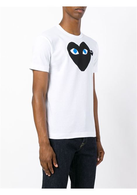 printed and embroidered t-shirt unisex white COMME DES GARÇONS PLAY | AX-T088-0511